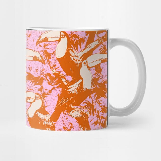 Toucan Retro Jungle Orange Pink by Trippycollage